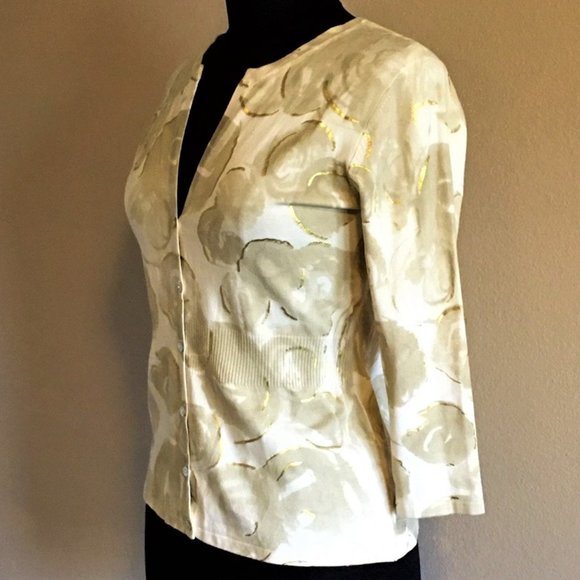 SARAH SPENCER Metallic Floral Cardigan - SMALL - Picture 4 of 11
